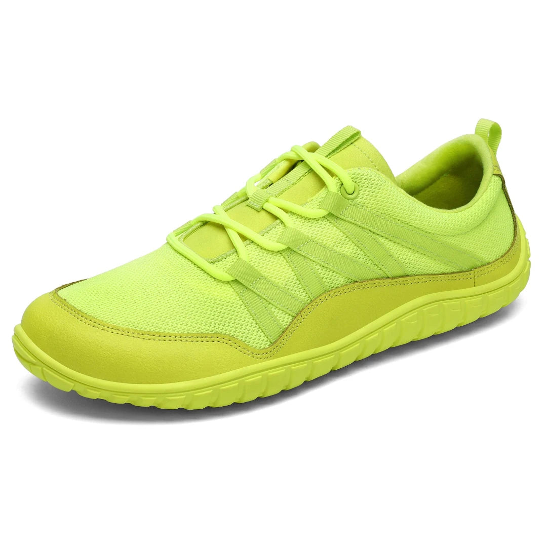 Zapatillas barefoot mujer Saguaro Forestep II verde flúor, calzado minimalista ultraligero.