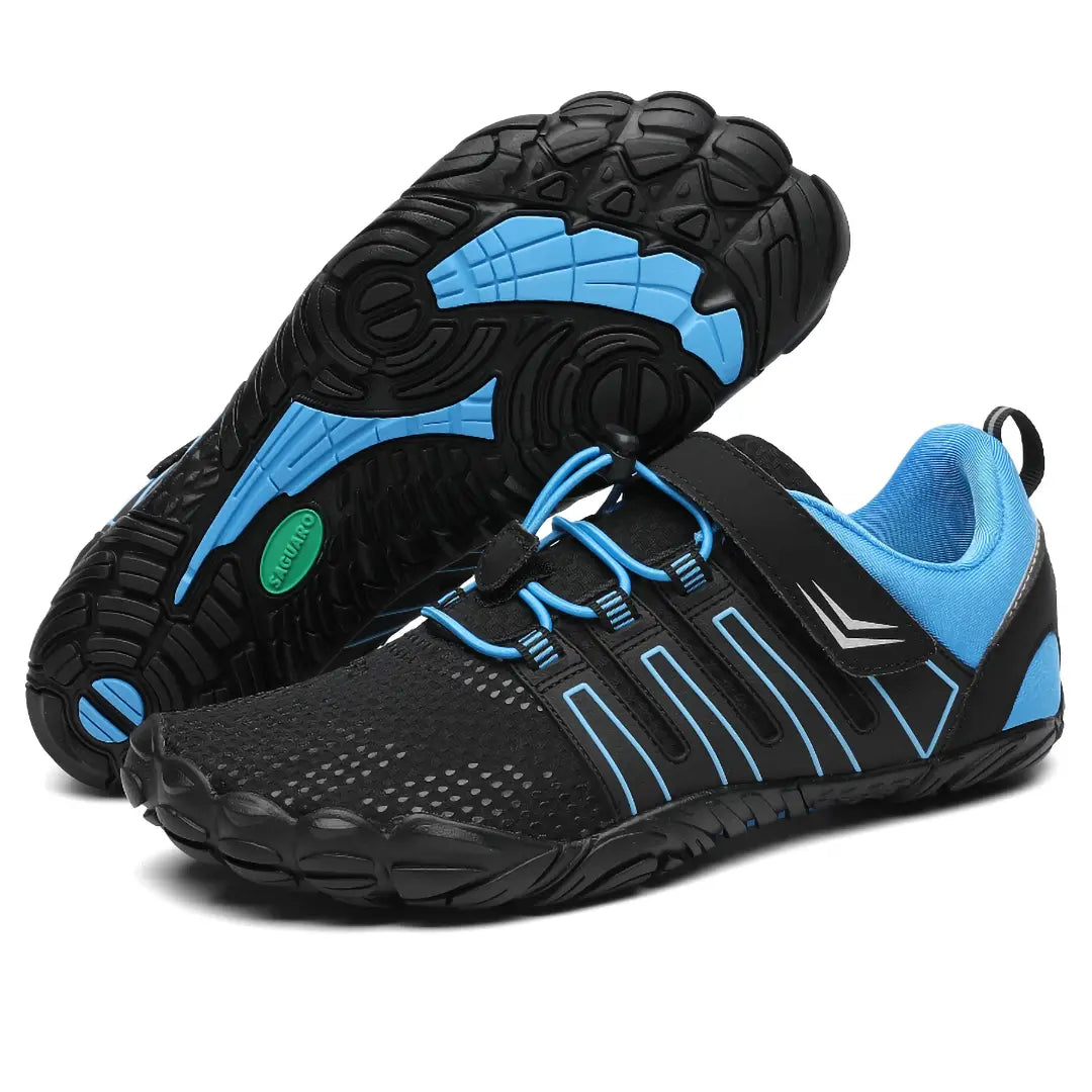 Par de zapatillas Saguaro Vigor II azules vistas juntas.