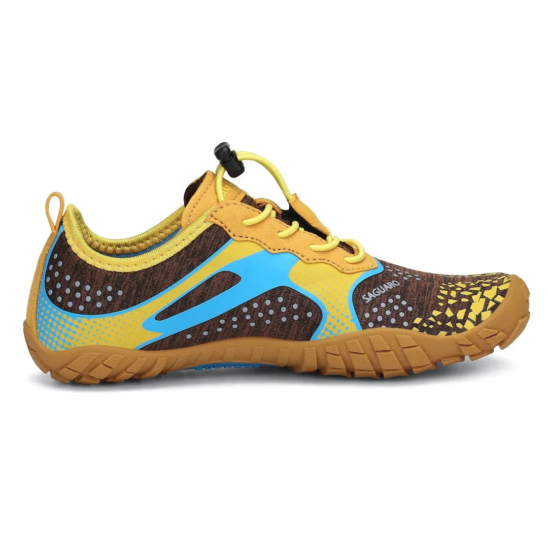 Zapatillas barefoot Saguaro Kids Fast I amarillas vista lateral interna