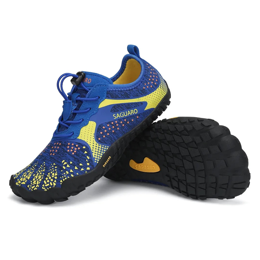 Par de Zapatillas barefoot Saguaro Kids Fast I azul detallada 