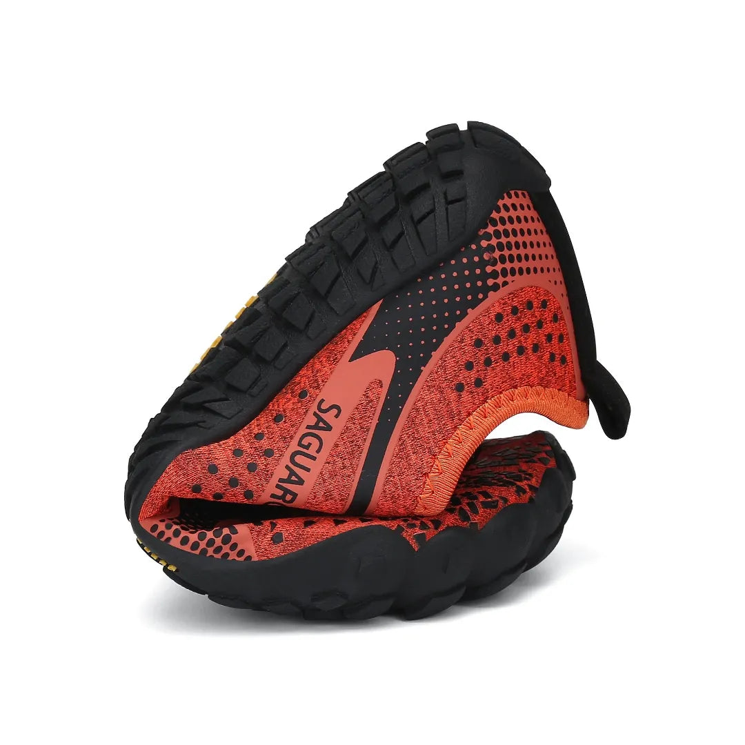 Zapatillas barefoot Saguaro Kids Fast I naranjas vista flexibilidad