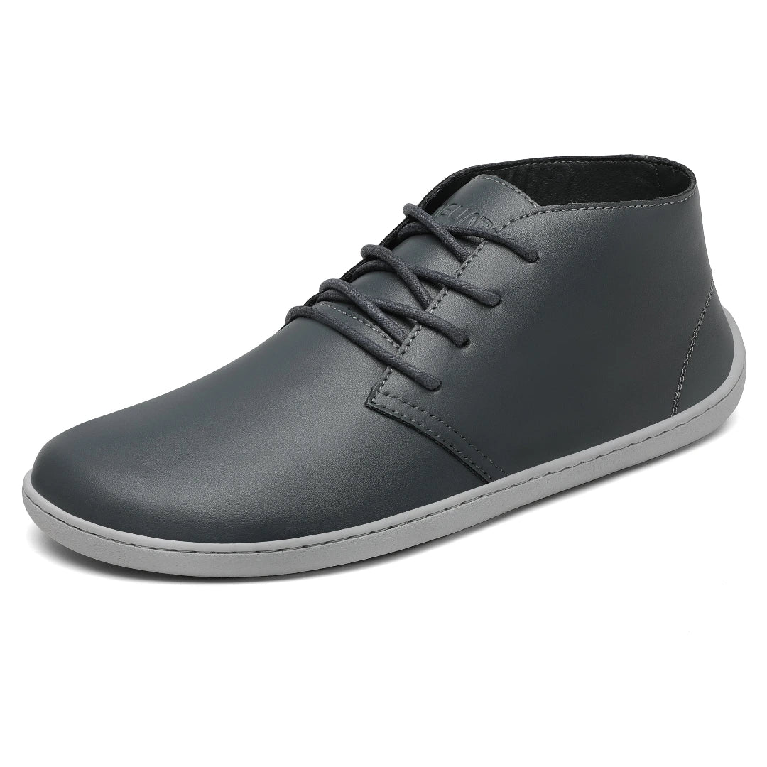 Zapato barefoot hombre en color gris, calzado minimalista ideal para oficina y universidad.